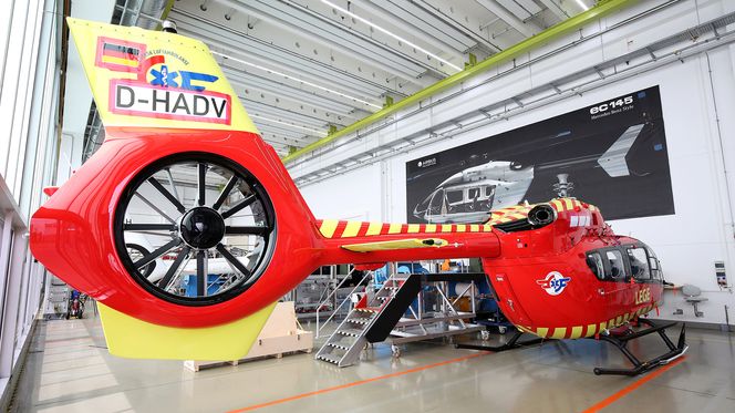 Fenestron-rotoren på H145-helikopteret som skal leveres her fra Airbus Helicopters-fabrikken til Stiftelsen Norsk Luftambulanse i løpet av et par måneders tid. Foto:  Airbus Helicopters
