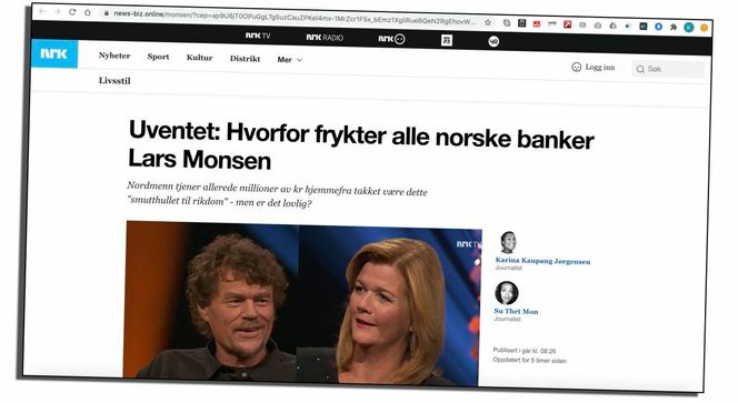 <div class="lazy-load">
<figure class="faktisk-image faktisk-image-center">
<figcaption>Slik ser den falske NRK-artikkelen ut. Den spres via sponsede innlegg på Facebook og Twitter.</figcaption>
</figure>
</div>