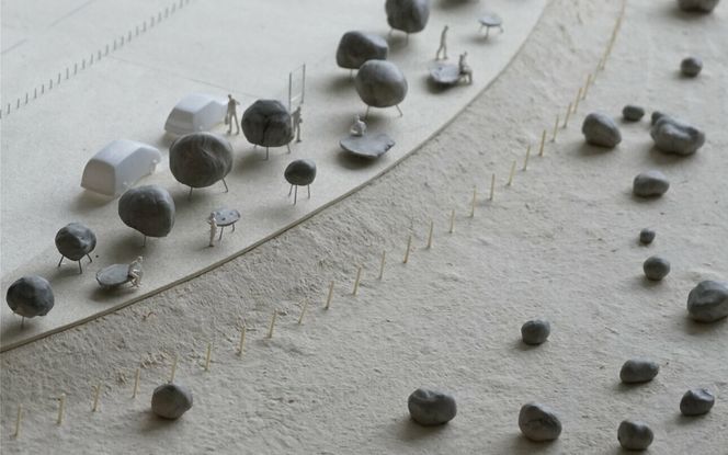 Modell (utsnitt) av rasteplassen. Foto: Manthey Kula