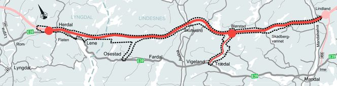 Nye Veier skal realisere 25 kilometer med ny, trafikksikker og fremtidsrettet hovedvei mellom Mandal i Lindesnes og Herdal i Lyngdal.