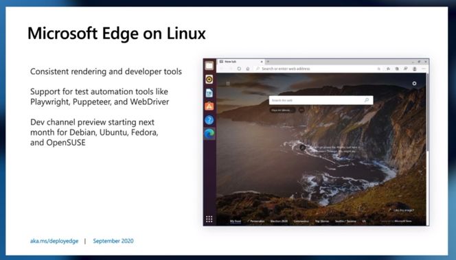 Microsoft kommer med Edge til flere Linux-distribusjoner. Skjermbilde: Microsoft