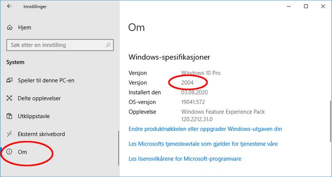 Visning av hvilken versjon av Windows 10 som er installert. Skjermbilde: Digi.no