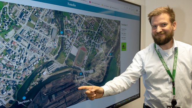 – Pilotprosjektet i Sauda forsøker å lage robuste løsninger for å løse fremtidens klima og flomutfordringer, sier Terje Rygh som jobber delt mellom Smartbyen Stavanger og Digi Rogaland. Foto: Alf Bergin
