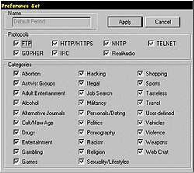 WebSense-kategorier.