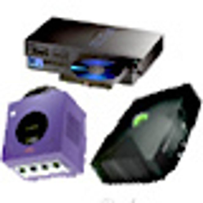 Spillkonsollene Playstation2, Xbox og Gamecube. Montasje: digi.no