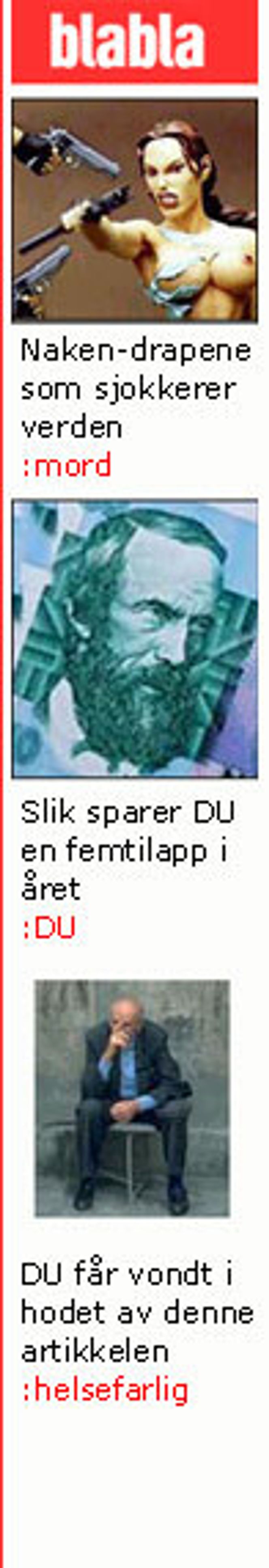 Fiktive tabloidoppslag.