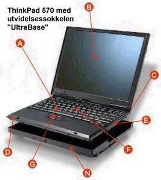 IBM Thinkpad 570 med sokkelen UltraBase.