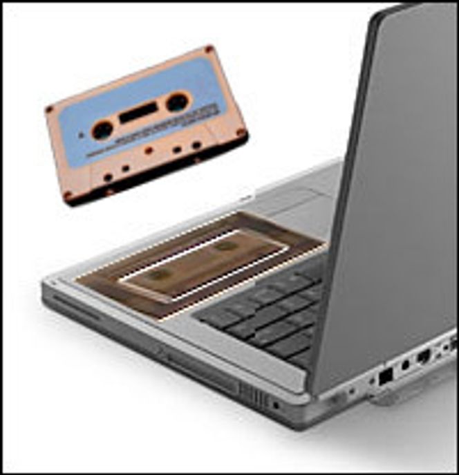PowerBook med kasettspiller.