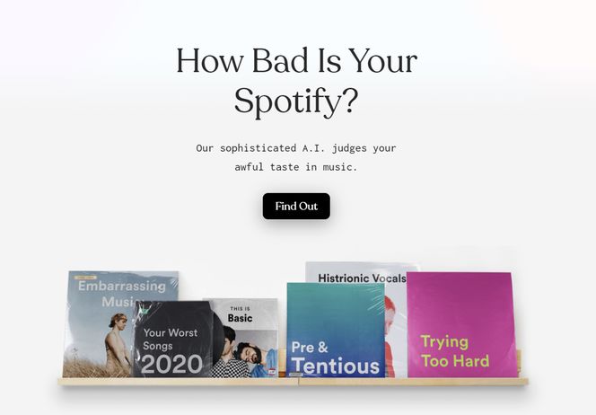 Introsiden til AI-en «How Bad Is Your Spotify?». Skjermbilde: Digi.no