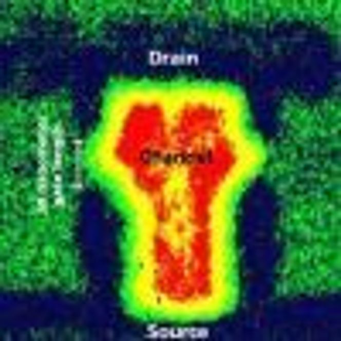 Verdens første vertikale transistor. Illustrasjon: Bell Laboratories