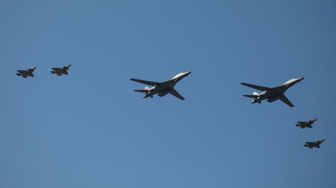 B1B Lancer sammen med norske F-35A i mai 2020. Foto:  Julie Haugen / Forsvaret