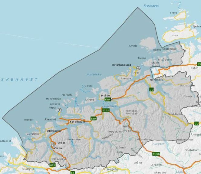 Kontraktsområdet for Møre og Romsdal. Illustrasjon: Statens vegvesen