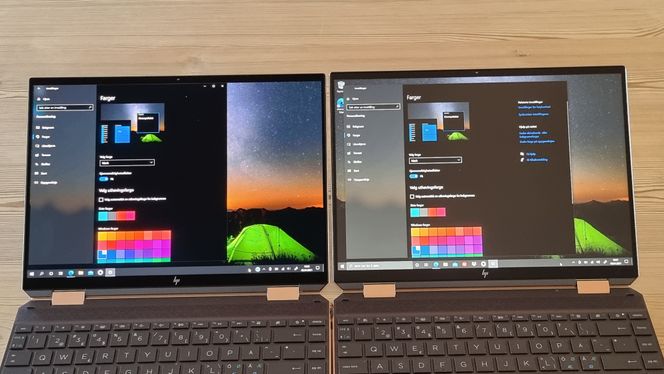 Enorm forskjell: Det å spandere en tusenlapp mer for å få en mer høyoppløst OLED-skjerm i stedet for en LCD-skjerm i HPs nye Specter PC er det man i USA kaller en nobrainer Foto: Odd Richard Valmot