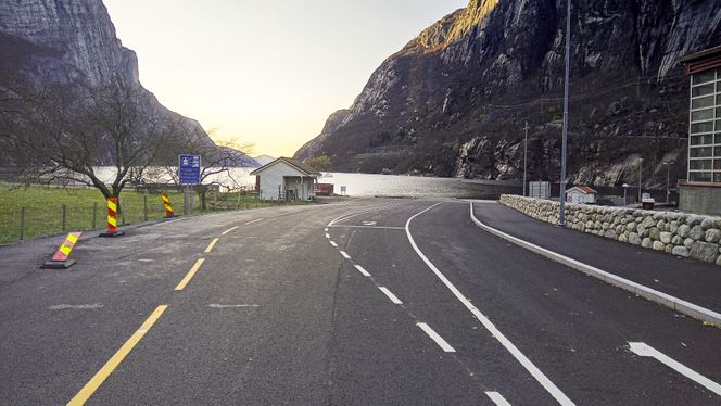 Fra fergekaia i Lysebotn, som er den ene enden av strekningen som er oppgradert. Foto: Rogaland fylkeskommune