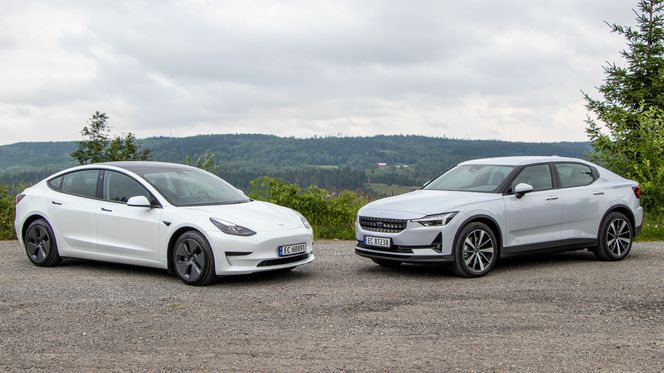Tesla Model 3 har lav nyttelast. Polestar 2 er bedre, men du må være oppmerksom også her. Foto: Marius Valle