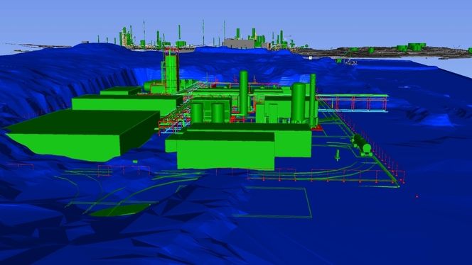 Grønt hydrogen skal framstilles i fabrikken på Mongstad ved hjelp av elektrolyse av vann. Illustrasjon: BKK