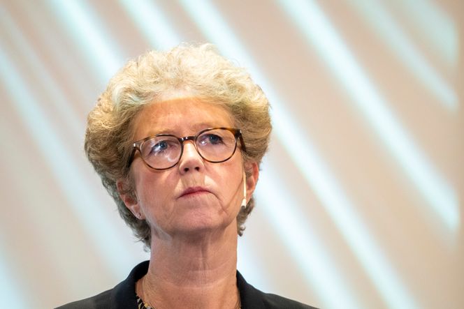 Konsernsjef Hilde Merete Aasheim i Norsk Hydro presenterer resultatet for tredje kvartal. Foto:  Terje Pedersen/NTB