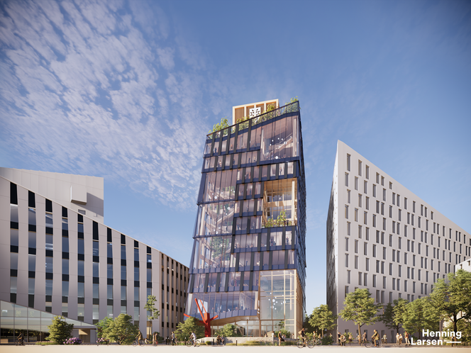 Byggene får spennende arkitektoniske uttrykk.