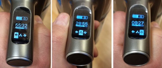 Hvor mange minutter: Du kan raskt velge antall minutter sugetid på de ulike modellene slik som her med Roborox H7. Men der går kraftig ut over sugekraften Foto:  Odd Richard Valmot