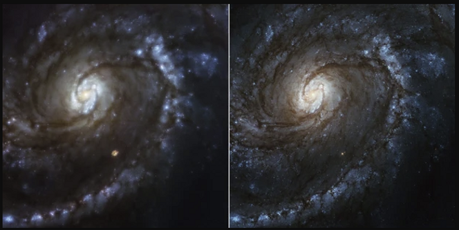 Hubble var i praksis nærsynt (til venstre) før det fikk briller (til høyre). Foto: NASA