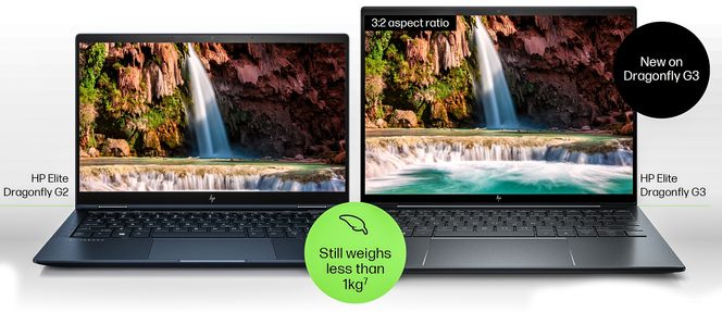 Høyere: De nye Dragonfly G3 modellene har fått en høyere skjerm i 3:2-format. Det betyr mer plass. Foto: HP