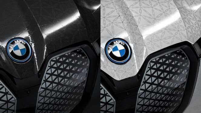 E-ink integreres i karosseriet, og gir mulighet for ulike farger og mønstre. Foto: BMW