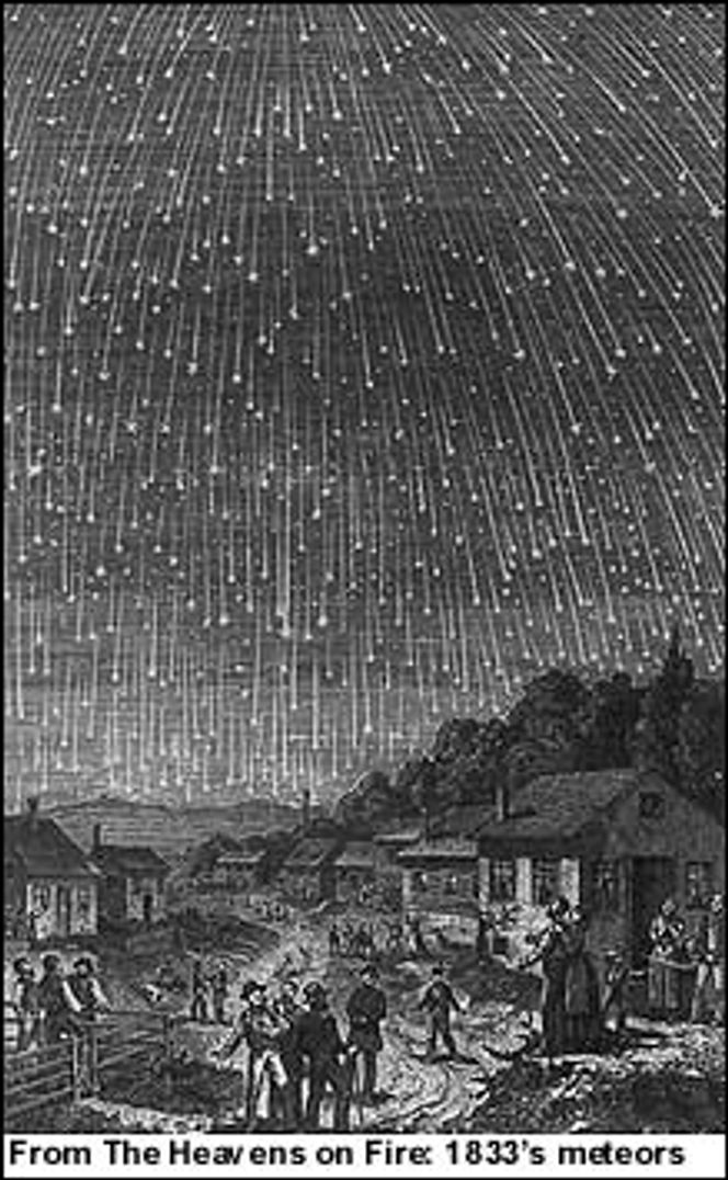 Leonidene i 1833. Illustrasjon:  Boken The heavens on Fire