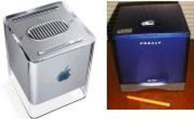Apple G4 Cube sammenliknet med Cobalt Qube. Foto:  Apple, Cobalt