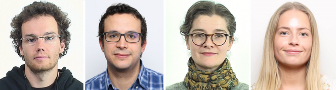 På oppdrag for oljebransjen og Forskningsrådet utvikler vi et nytt sett av metoder for å finne, karakterisere og overvåke aktive og forlatte brønner., skriver Bastien Dupuy (t.v.), Anouar Romdhane, Kamila Gawel og Laura Edvardsen i Sintef. Foto: Sintef