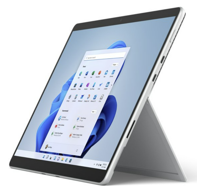 Surface Pro 8 har en bra støtte for skjermen. Foto: Microsoft