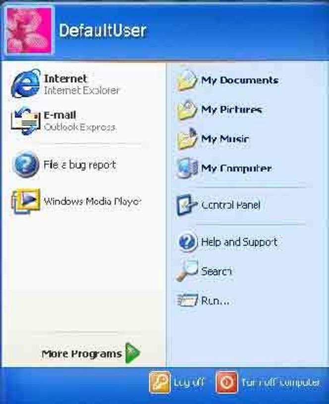 Windows XP – ny startmeny. Skjermbilde: Digi.no