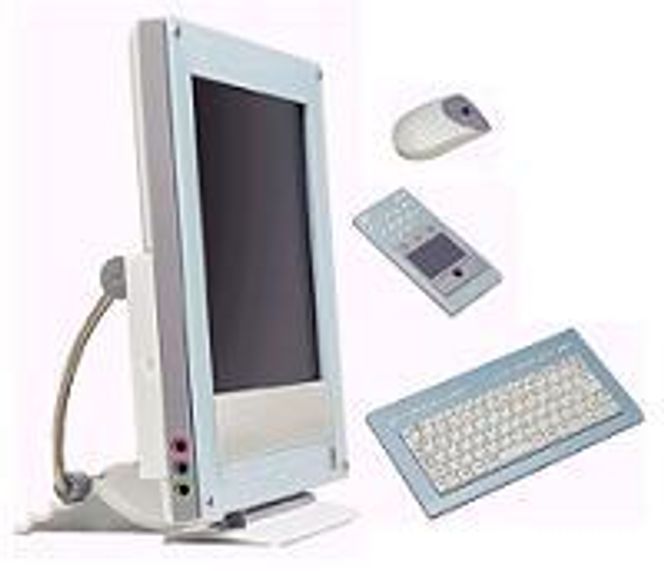 NEC Simplem, PC integrert i flatskjerm, med trådløs mus, tastatur og multimediekontroll. Foto: NEC Electronics