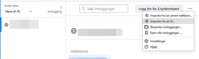 I passordoversikten i Firefox finner du nå funksjonalitet for import og ekspert av innloggingsinformasjon. Skjermbilde: Digi.no