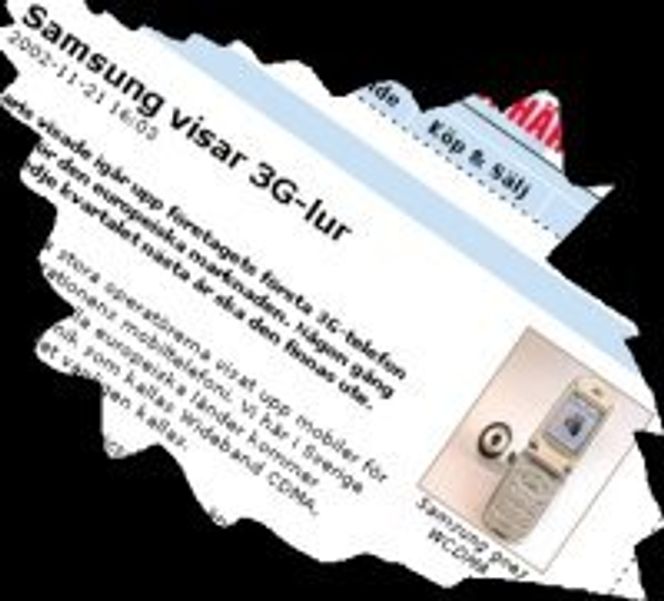 Omtale av ny 3G-telefon fra Samsung i Mobil.se. Faksimile: Mobil.se