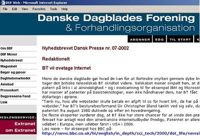Innlegg fra Danske Dagblades Forening og Forhandlingsorganisation om dyplenking. Faksimile: Danske Dagblades Forening og Forhandlingsorganisation