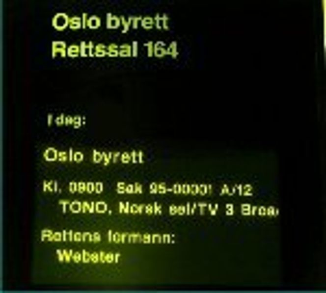 TONO-rettsak mellom TONO og TV3. Skjermbilde: Oslo Tinghus
