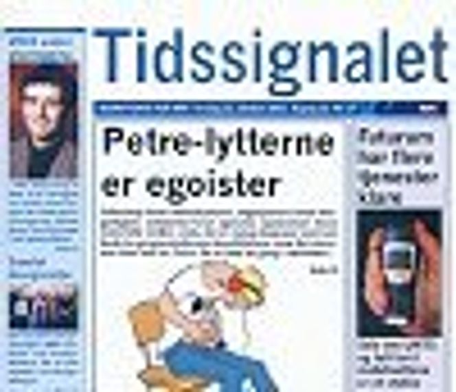 Forsiden til papirutgaven av Tidssignalet. Faksimile:  NRK