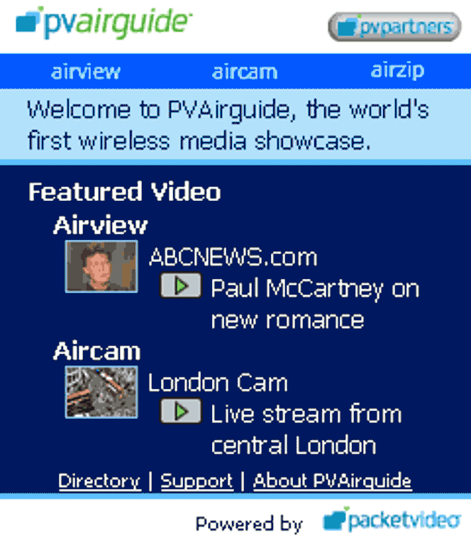 Velkomstsiden på PVAirguide. Faksimile:  PVAirguide