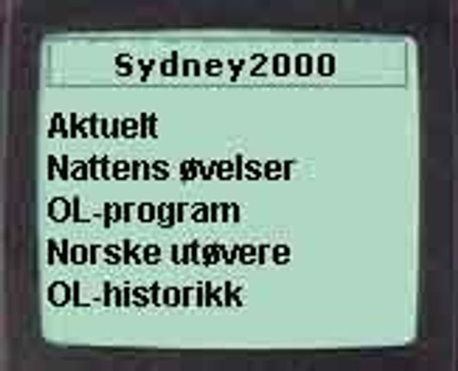 TV 2 med OL i Sydney på WAP. Skjermbilde: Digi.no