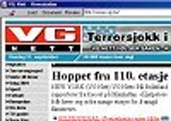 Forsiden av VGnett under terrorangrepet 11. september. Faksimile: VGnett