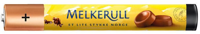 Energien i et elbilbatteri tilsvarer overraskende lite sjokolade. Foto: Duracell/Mondelez, montasje
