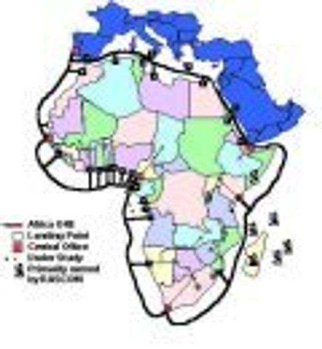 Tilknytnings-punktene til fiber-kabelen Africa One.