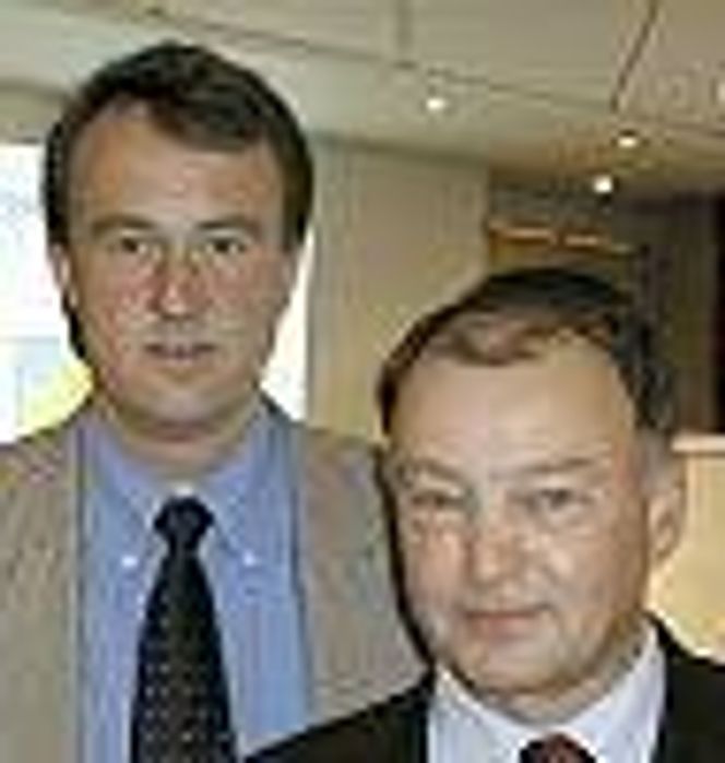 Øistein Borgen (t.v.) og Poul Lund i anledning norgesdebuten til SeeBeyond. Foto: Eirik Rossen