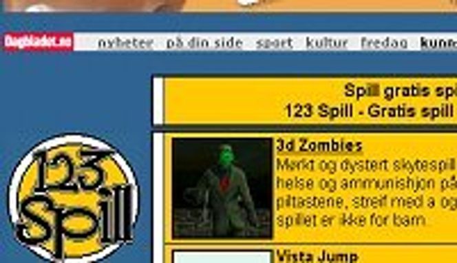 Hører trafikken på 123 Spill.com med i totaltallene til Dagbladet.no? Faksimile: 123spill.com