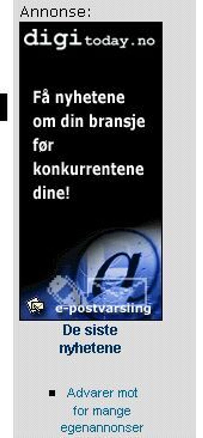 Egenannonse for digitoday.no. Faksimile: digitoday.no.