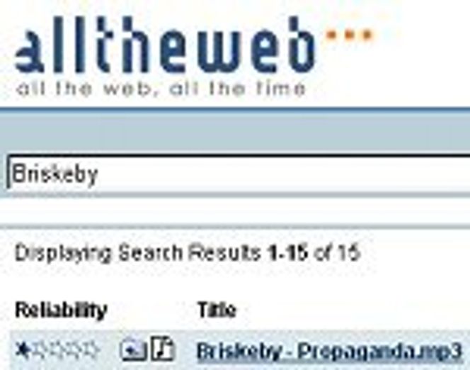 Fasts Alltheweb MP3-søk. Skjermbilde: Digi.no