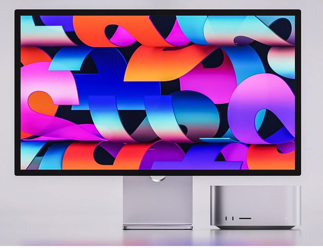 Studioutrustning: Med kombinasjonen av den nye skjermen og bord-Mac-en burde ethvert grafisk studio være godt fornøyd. Men billig blir det ikke . Foto: Apple