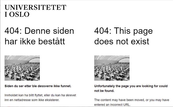 Ikke hysterisk morsomt hos UiO, men nok til å humre litt. Faksimile: uio.no