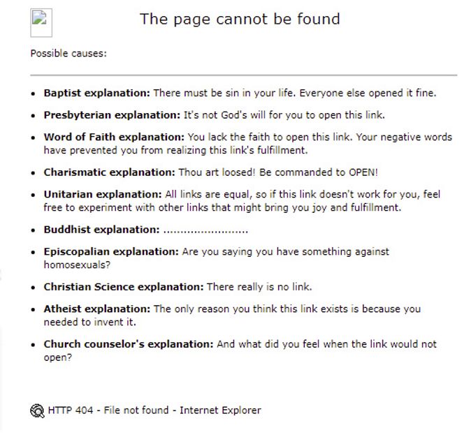 Larknews lar brukeren selv velge mellom flere mulige forklaringen på hvorfor websiden ikke har blitt funnet. Faksimile: larknews.com