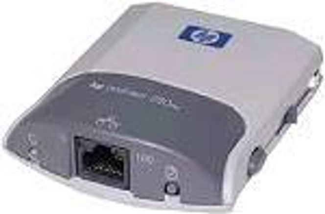 HP JetDirect 250m, som kopler fargeskriverne cp1160 og cp1700 direkte til et nettverk. Foto: HP